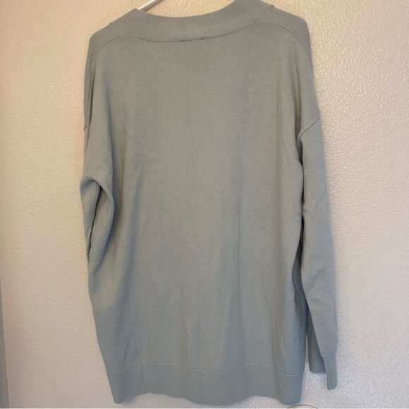 Gap v neck light blue nylon merino extra fine wool long tunic sweater size L - Picture 2 of 10